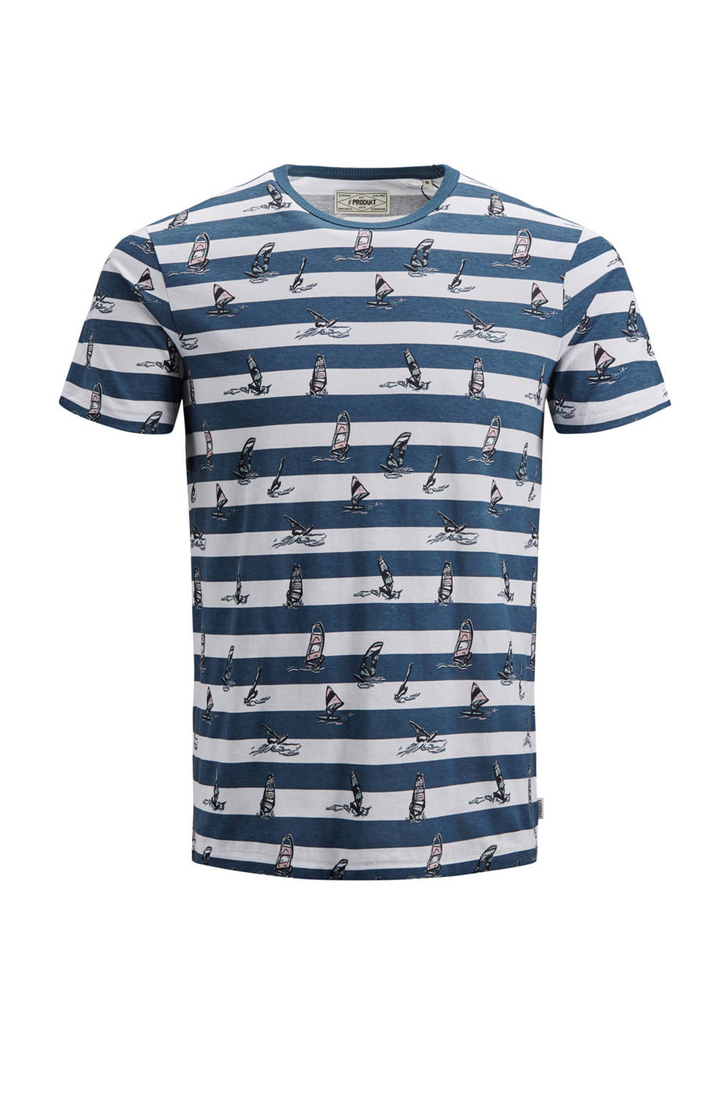 PRODUKT T-shirt met mix print, Wit/ Blauw/ Roze