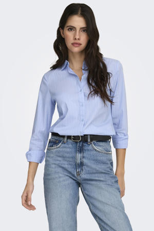 blouse JDYMIO met krijtstreep blauw/wit