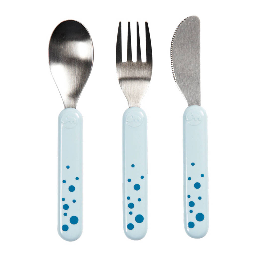 Done by Deer bestekset Happy dots lichtblauw/blauw, Lichtblauw/blauw