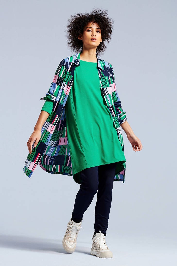 met print over groen blouse tuniek Didi all fqE0pnU