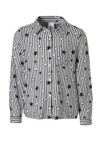 Here & There gestreepte blouse met sterren wit