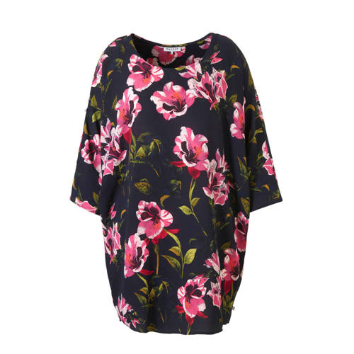 Zhenzi Tuniek Met Bloemen Donkerblauw zhenzi kopen in de aanbieding