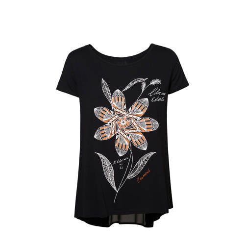 Desigual T Shirt Met Print Opdruk Zwart desigual kopen in de aanbieding