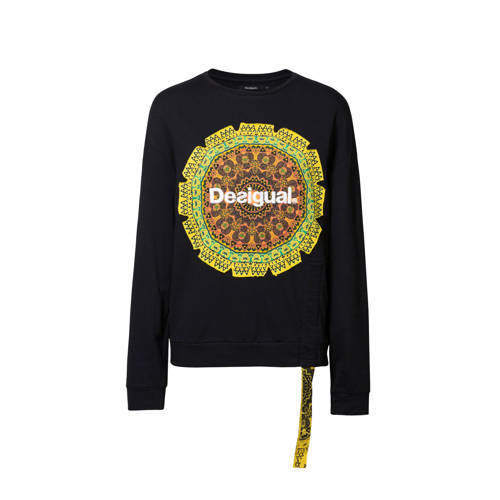 Desigual Sweater Met Print Opdruk Zwart desigual kopen in de aanbieding
