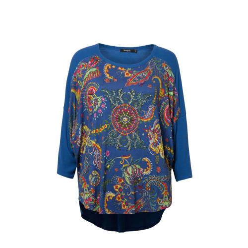 Desigual T Shirt Met Allover Print Blauw desigual kopen in de aanbieding