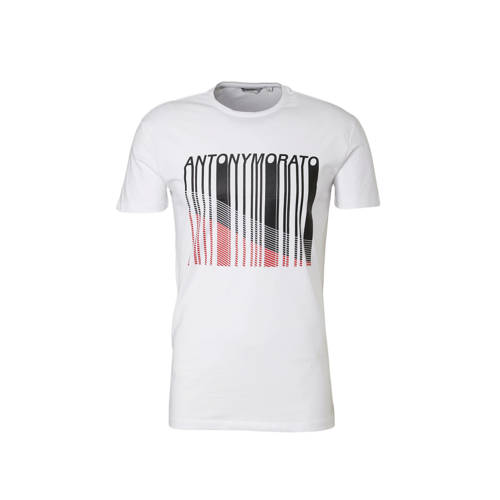 Antony Morato T Shirt Met Print Wit antony morato kopen in de aanbieding