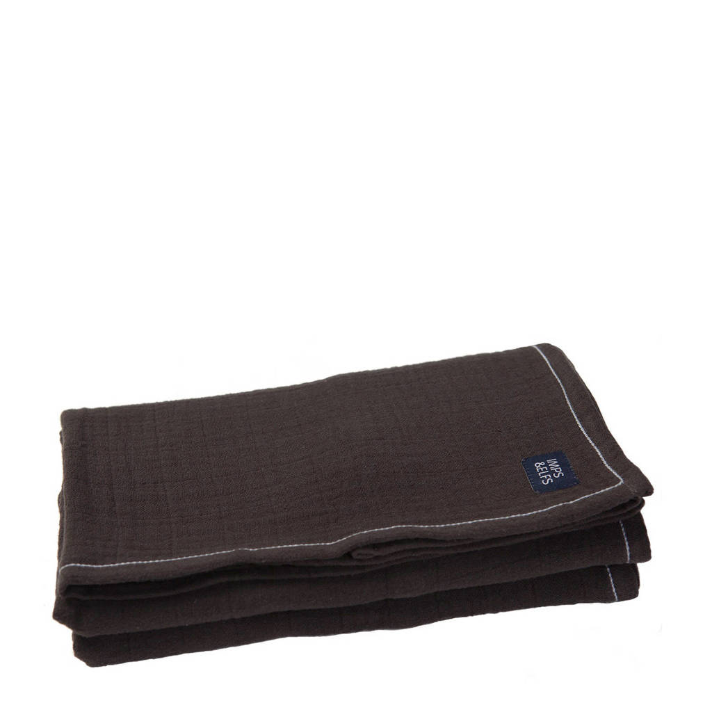 IMPS&ELFS hydrofiele swaddle antraciet 100x100 cm, Antraciet
