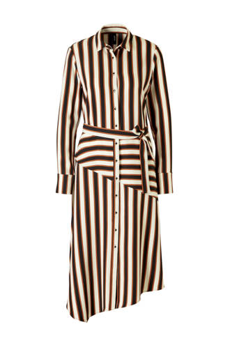 gestreepte blousejurk met asymmetrische onderkant