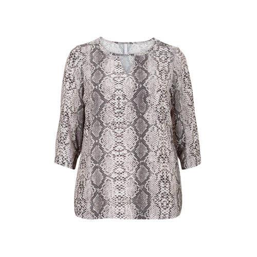 Miss Etam Plus Top Met Slangen Print Beige miss etam kopen in de aanbieding