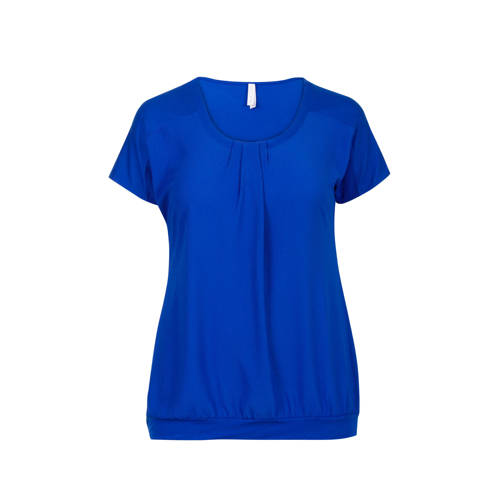 Miss Etam Plus Top Met Plooidetails Blauw miss etam kopen in de aanbieding