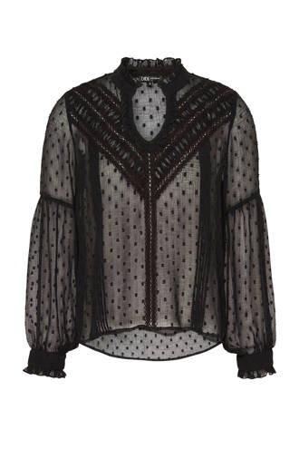 top met ruches zwart