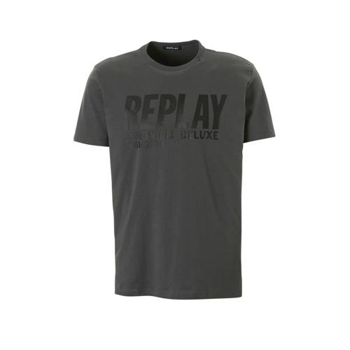 Replay T Shirt Met Logo Antraciet replay kopen in de aanbieding