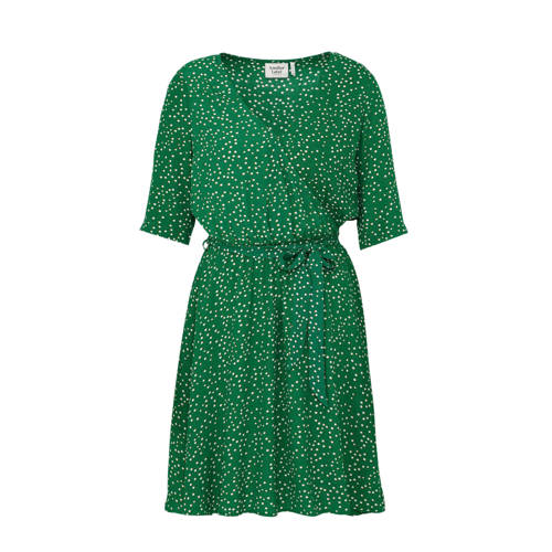 Another Label overslagjurk met strikceintuur groen Another Label overslagjurk met strikceintuur groen