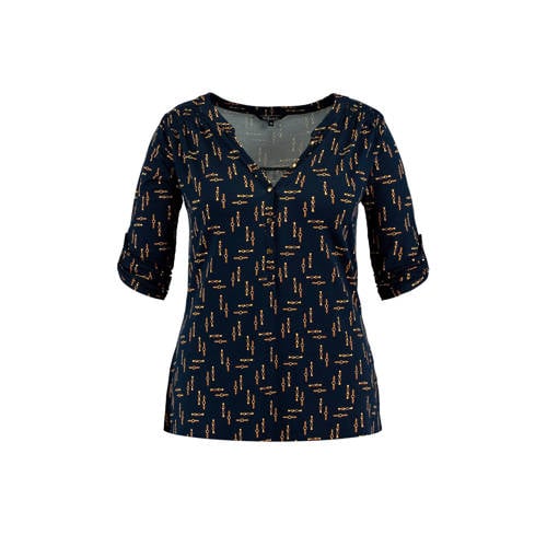 Ms Mode Top Met All Over Print Donkerblauw ms mode kopen in de aanbieding