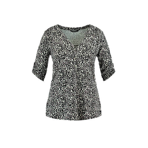 Ms Mode Top Met Panterprint Grijs ms mode kopen in de aanbieding
