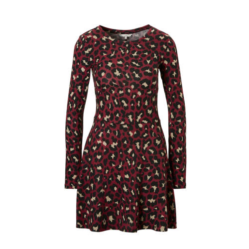 Ca Clockhouse Jurk Met Panterprint Donkerrood ca kopen in de aanbieding