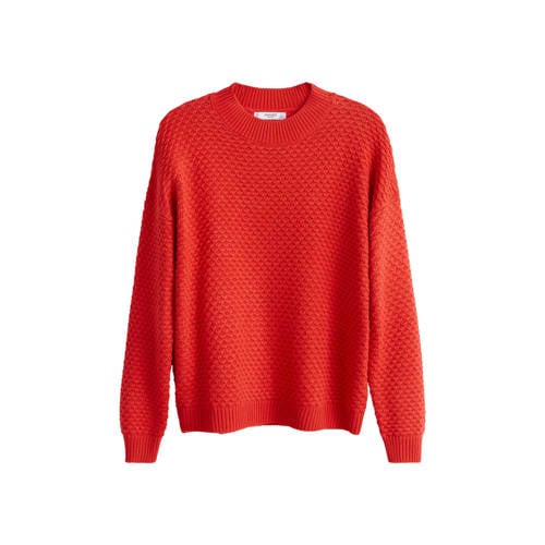 Mango Trui Met Geribbelde Afwerking Rood mango kopen in de aanbieding Mango Trui Met Geribbelde Afwerking Rood mango kopen in de aanbieding