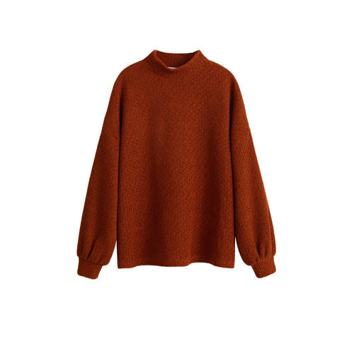 Mango Gebreide Trui Met Pofmouwen Camel mango kopen in de aanbieding