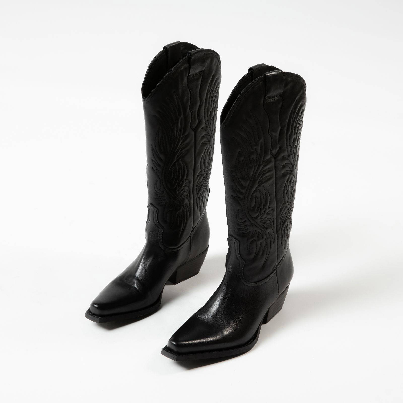 Sacha Dames Zwarte leren cowboylaarzen - Schoenen.nl