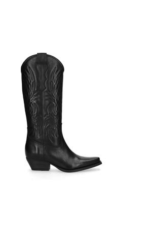 leren cowboylaarzen zwart