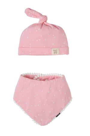 geschenkset muts + bandana stip roze