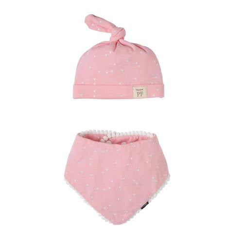 Petit Filippe geschenkset muts + bandana stip roze afbeelding