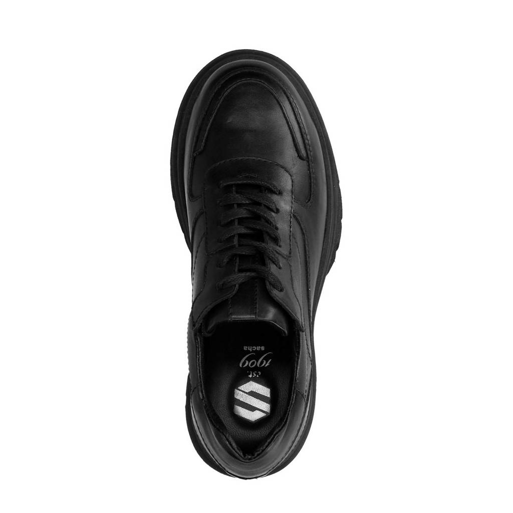 Sacha leren chunky platform sneakers zwart wehkamp