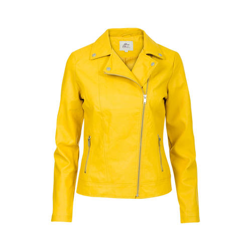 Miss Etam Regulier Imitatieleren Bikerjack Geel miss etam kopen in de aanbieding