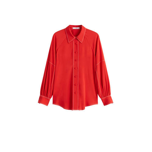 Mango Blouse Met Stiksels Rood mango kopen in de aanbieding