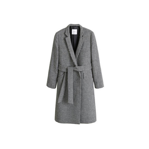 Mango Coat Met Pied De Poule Print Zwart mango kopen in de aanbieding