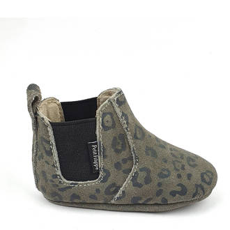 suède chelsea boots met panterprint grijs