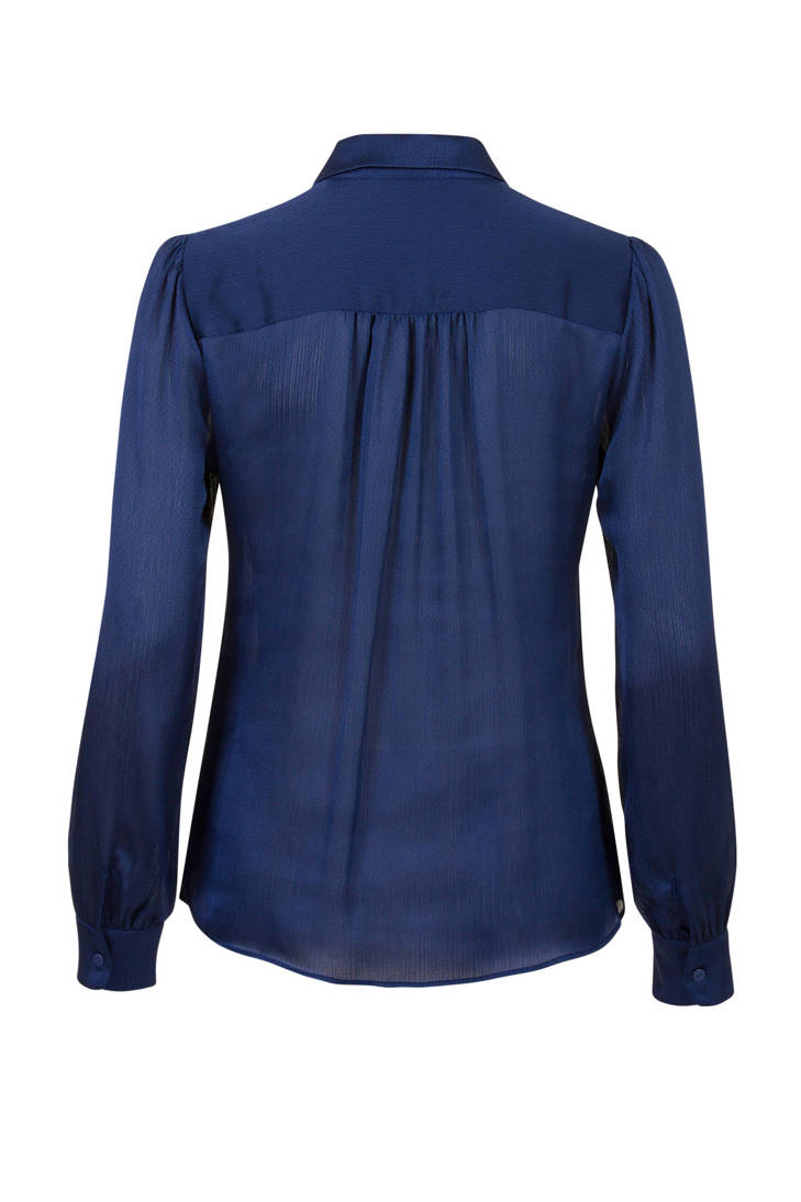 blauw met Steps textuur blouse marine wOnq0p4
