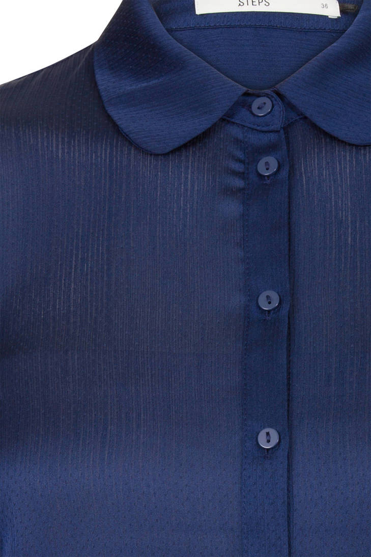 blauw met Steps textuur blouse marine wOnq0p4