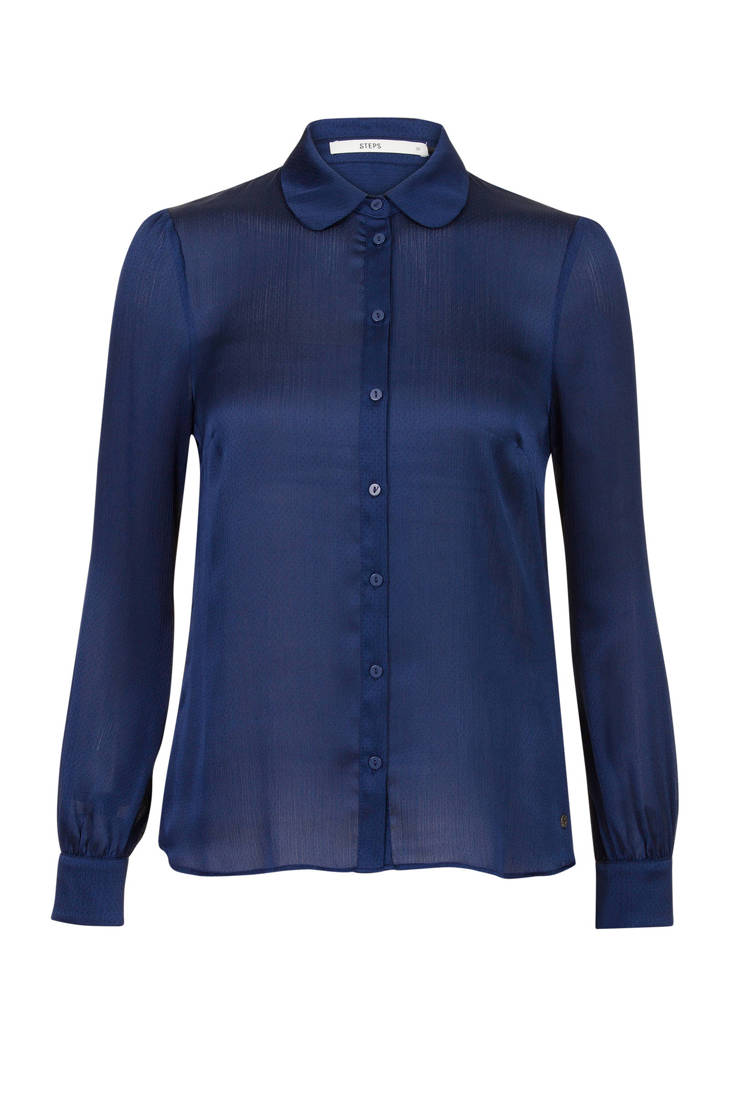 blauw met Steps textuur blouse marine wOnq0p4
