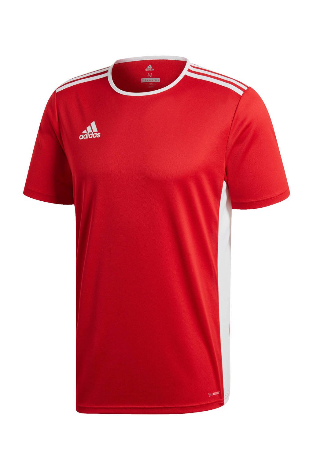 Rood en witte heren adidas Performance sport T-shirt Entrada van polyester met korte mouwen en ronde hals