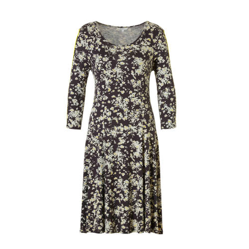 Sandwich jurk met bloemen en zijstreep Sandwich jurk met bloemen en zijstreep