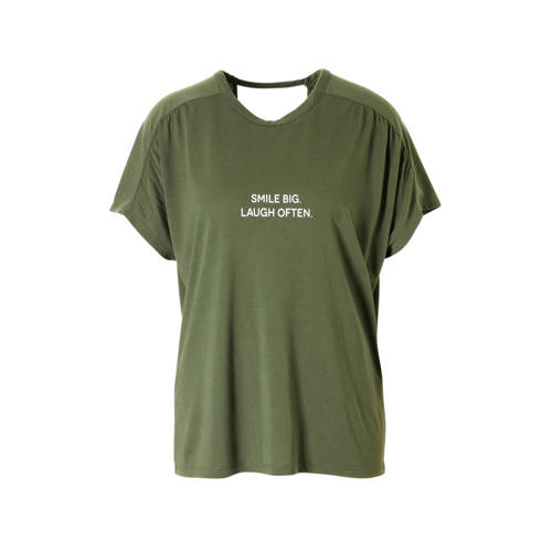 Jacqueline De Yong T Shirt Met Tekstopdruk Groen jacqueline de yong kopen in de aanbieding