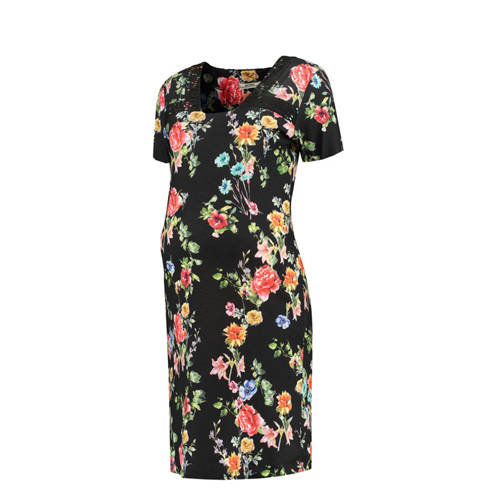 Love2Wait Gebloemde Zwangerschapsjurk Met Kant Zwart love2wait kopen in de aanbieding