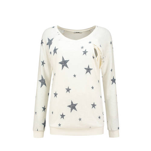 Love2Wait Zwangerschap Voedingssweater Met Sterren Wit love2wait kopen in de aanbieding