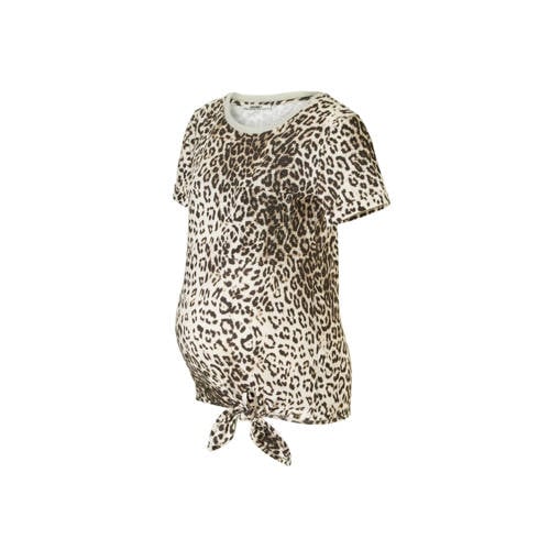 Love2Wait Zwangerschaps T Shirt Met Panterprint Zand love2wait kopen in de aanbieding