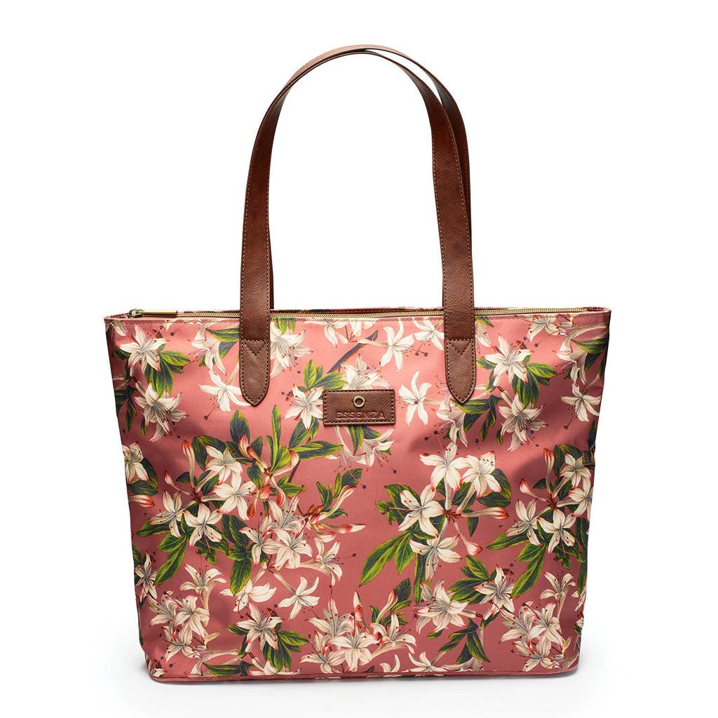 Essenza gebloemde shopper roze, Roze
