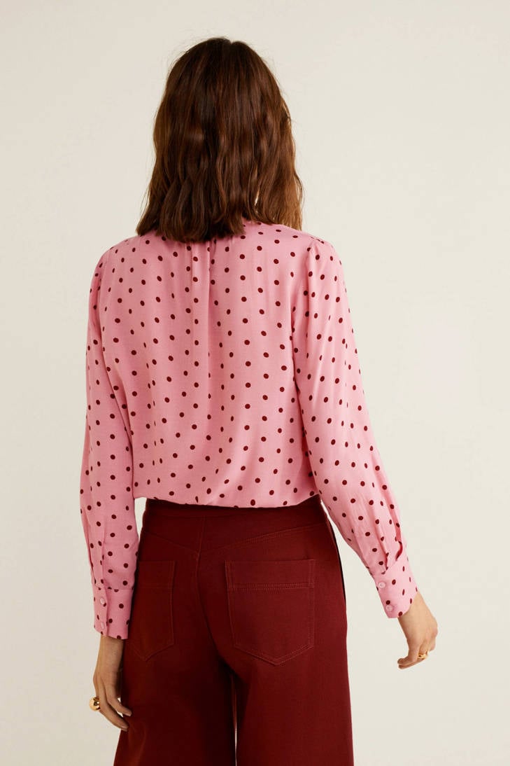 stippen Mango roze blouse met dessin qrn7EwrCS