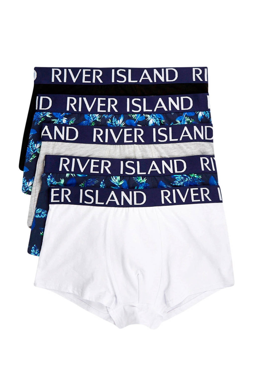 River Island boxershort - set van 5, blauw/ wit