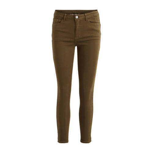Vila Slim Fit Broek Kaki vila kopen in de aanbieding