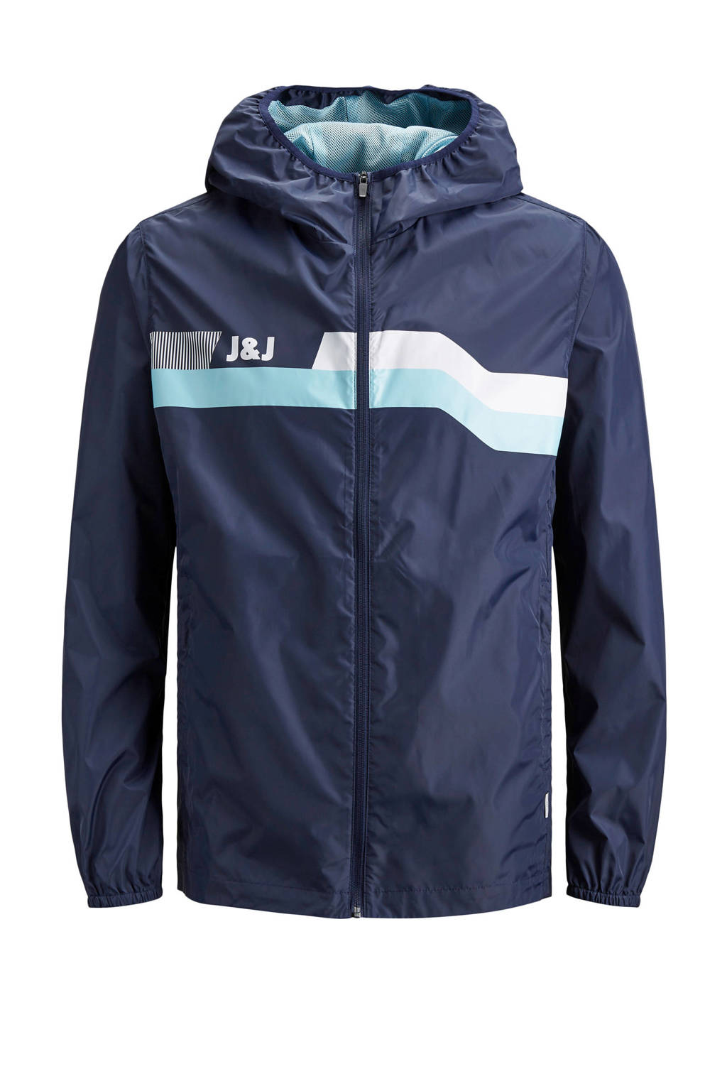 Jack & Jones Intelligence regenjas, Blauw/wit