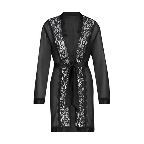 Hunkemoller Kimono Met Kant Zwart hunkemoller kopen in de aanbieding