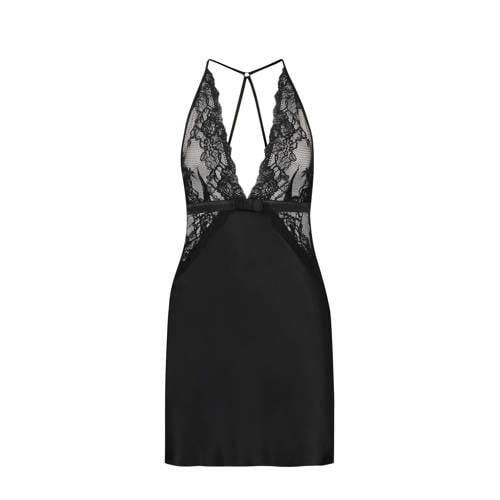Hunkemoller Slipdress Met Kant Zwart hunkemoller kopen in de aanbieding