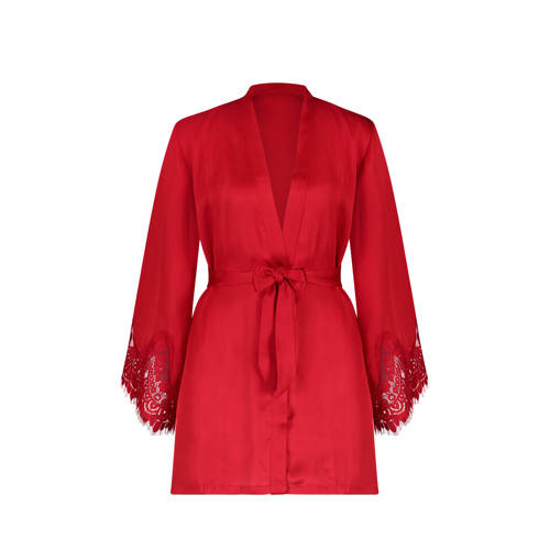 Hunkemoller Kimono Met Kant Rood hunkemoller kopen in de aanbieding
