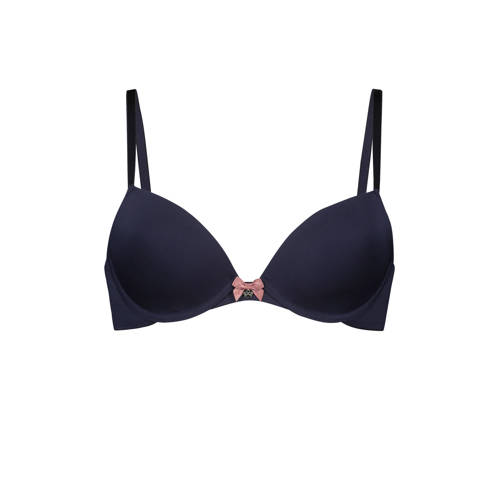 Hunkemoller Voorgevormde Push Up Beugelbh Plunge Donkerblauw hunkemoller kopen in de aanbieding