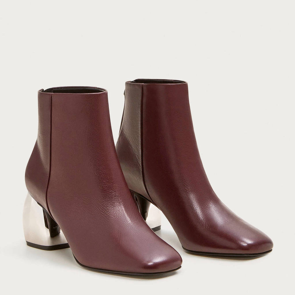 Mango Leren Violeta Bordeauxrood By Enkellaarzen 14x6wxvp